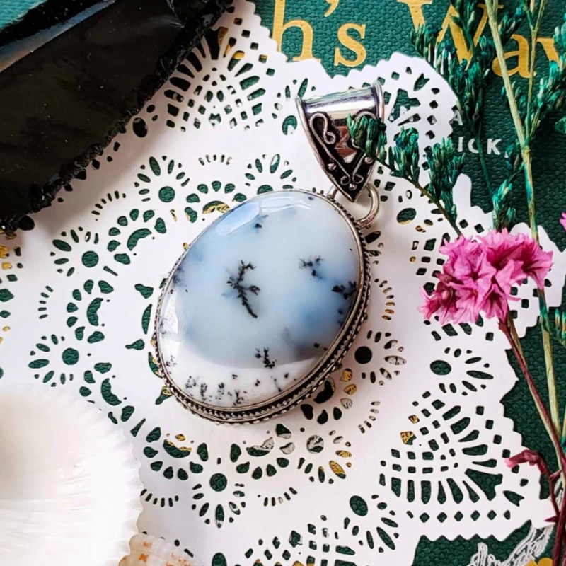 Dendritic Opal Pendant&nbsp;(Oval-Shaped)