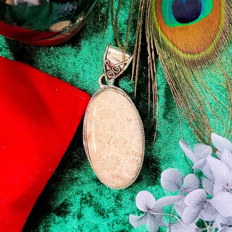Fossil Coral Agate&nbsp;Pendant
