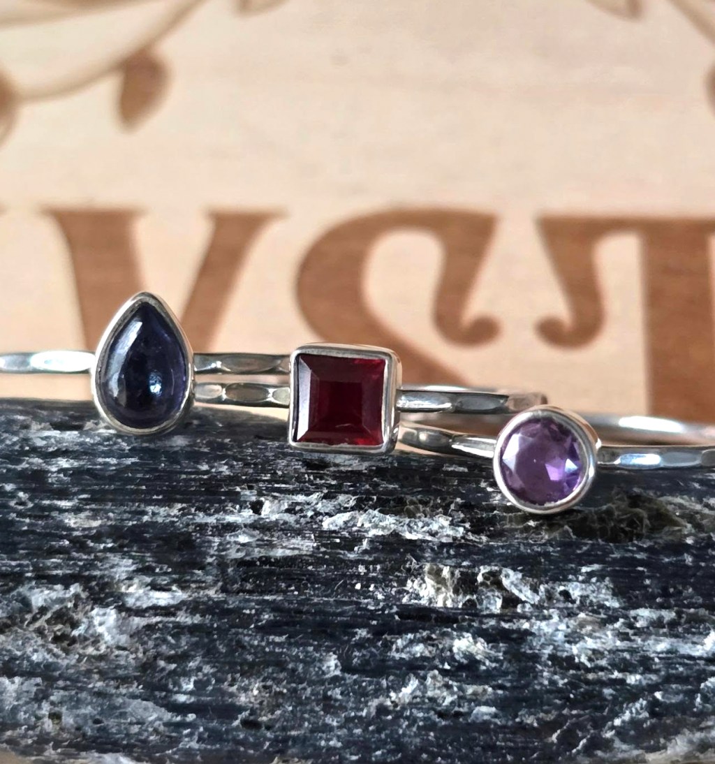 Garnet Iolite Amethyst Stacking&nbsp;Rings