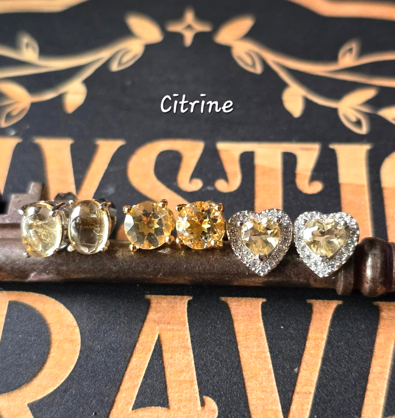 Gemstone Stud Earrings Citrine